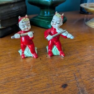 Vintage Japan McM Red Devil Pixie Salt & Pepper Shakers